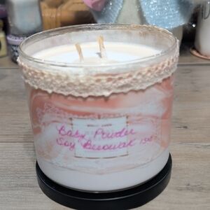 15 Oz. Baby Powder Scented Soy Beeswax Candle With Lid